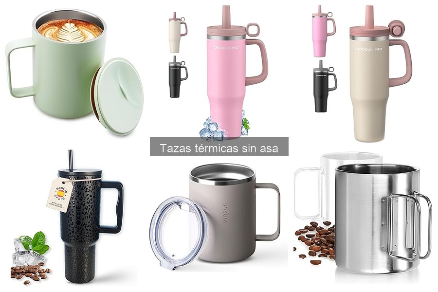 Tazas térmicas sin asa con funciones adicionales para viajes